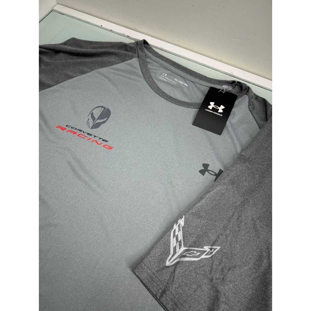 Under Armour Chevy Corvette Racing Men Performance Shirt 3XL XXXL Heather Gray - Picture 1 of 9